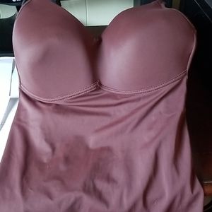 Brown camisole shapewear with built in cups